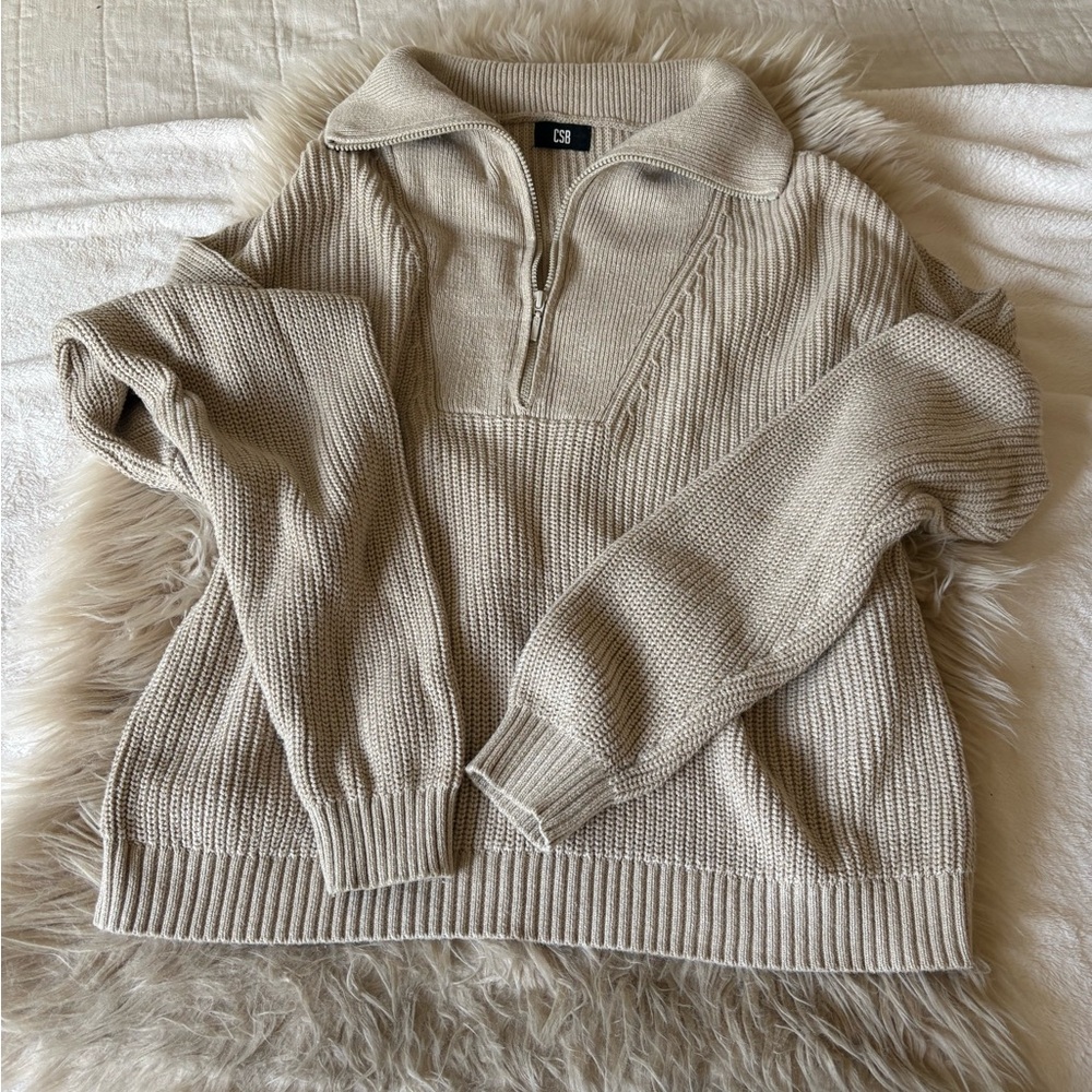 CSB Oversized Beige Knit Sweater